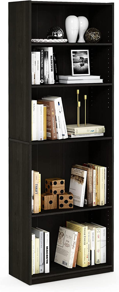 Elegant and Simply Home 5-Shelf Bookcase, 5-Tier, Espresso