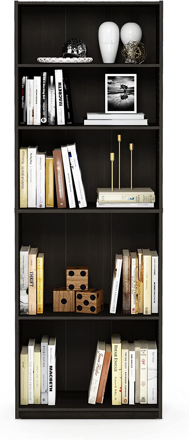 Elegant and Simply Home 5-Shelf Bookcase, 5-Tier, Espresso