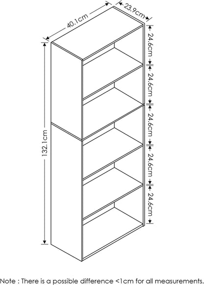 Vintage Home and Office Bookcase / Book Storage , 5-Tier, White