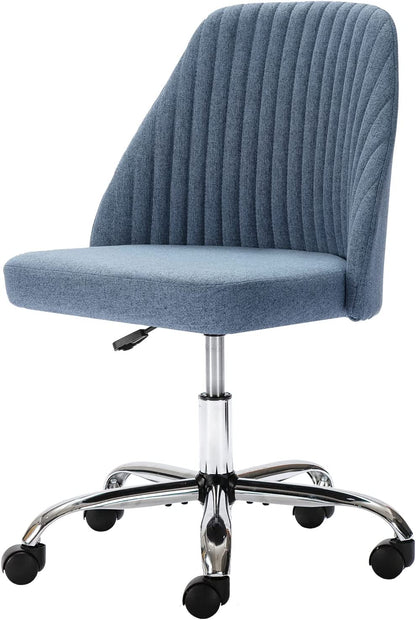 Modern Adjustable Low Back Rolling Chair Twill Fabric Upholstered Chair Armless Modern Chair with Wheels for Office Meeting Room