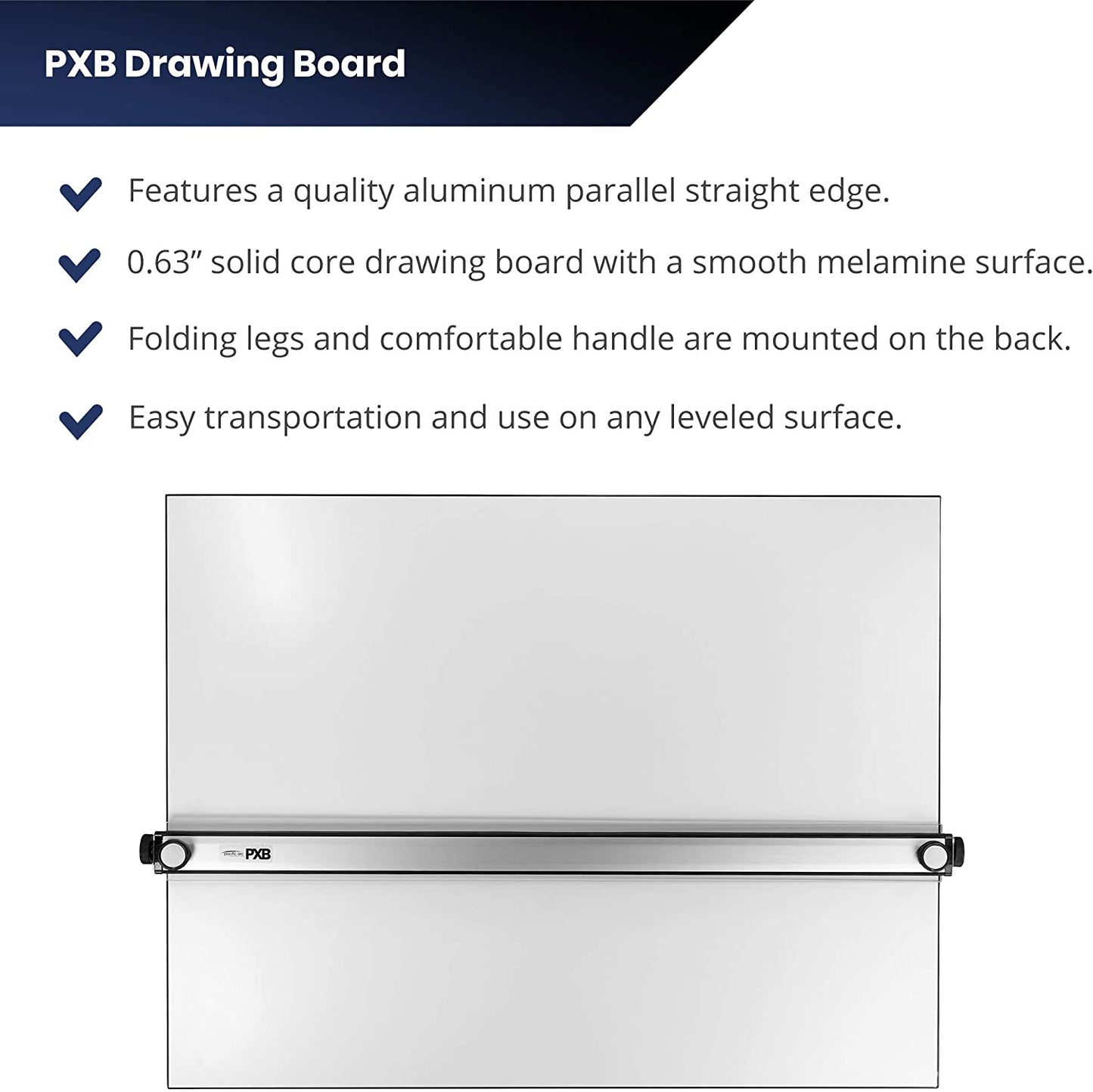 Drafting Table with Top Drawing Board with Parallel Bar, White, 16 inches by 21 inches