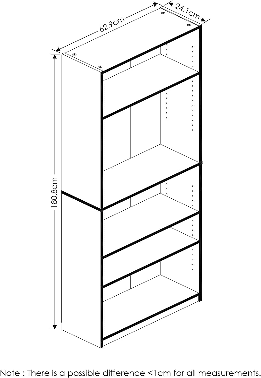 Elegant and Simply Home 5-Shelf Bookcase, 5-Tier, Espresso