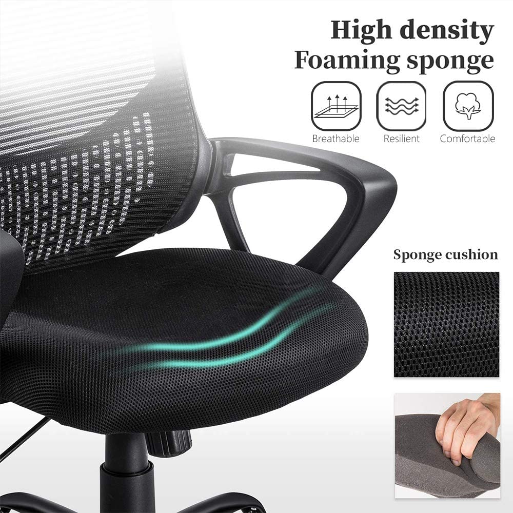 Ergonomic Office Chair Mesh Computer Desk Chair with Lumbar Support Armrest, Executive Height Adjustable Swivel Task