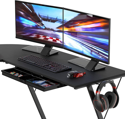 Multi-Tasking Computer and Laptop L-Shape Desk with Monitor Stand