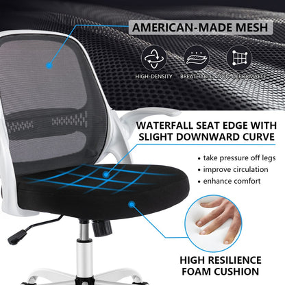 Breathable Mesh Computer Chair, Comfy Swivel Task Chair with Flip-up Armrests and Adjustable Height Desk Chair