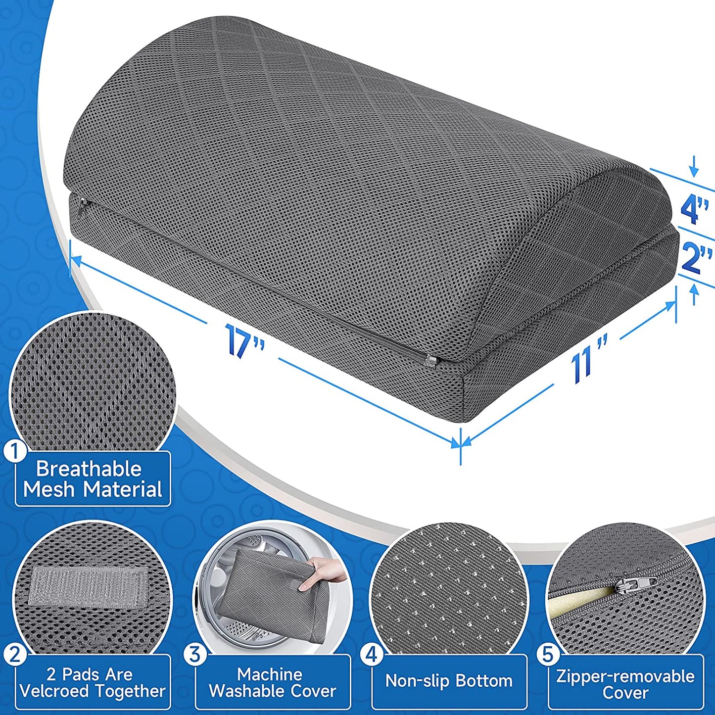 Foot Rest for Under Desk at Work Adjustable Foam for  Office Accessories